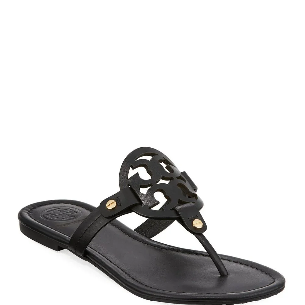 Tory Burch Miller Black Leather Sandals Size 9